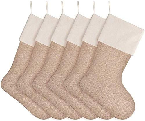 DECORA Natural Jute Burlap Christmas Stocking Fireplace Hanging for Gifts Goodies Handmade Projec... | Amazon (US)