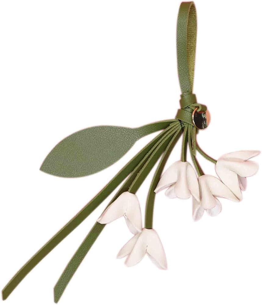 Decorative Leather Flower Bag Charm, 10 inch Osmanthus Design Leaf Flower Keychain | Amazon (US)