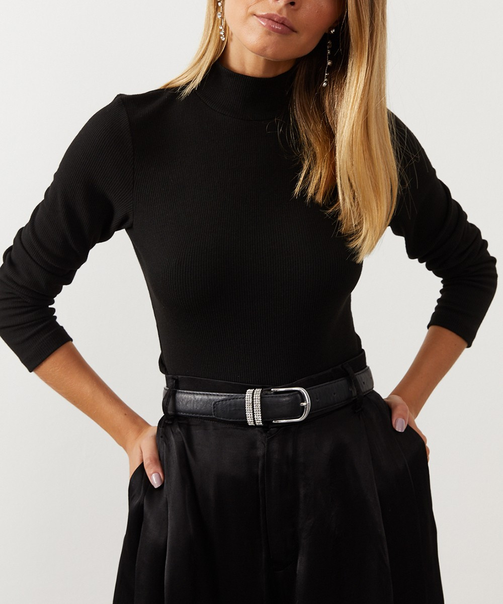 Milan Kiss Women's Turtlenecks BLACK - Black Turtleneck - Women | Zulily