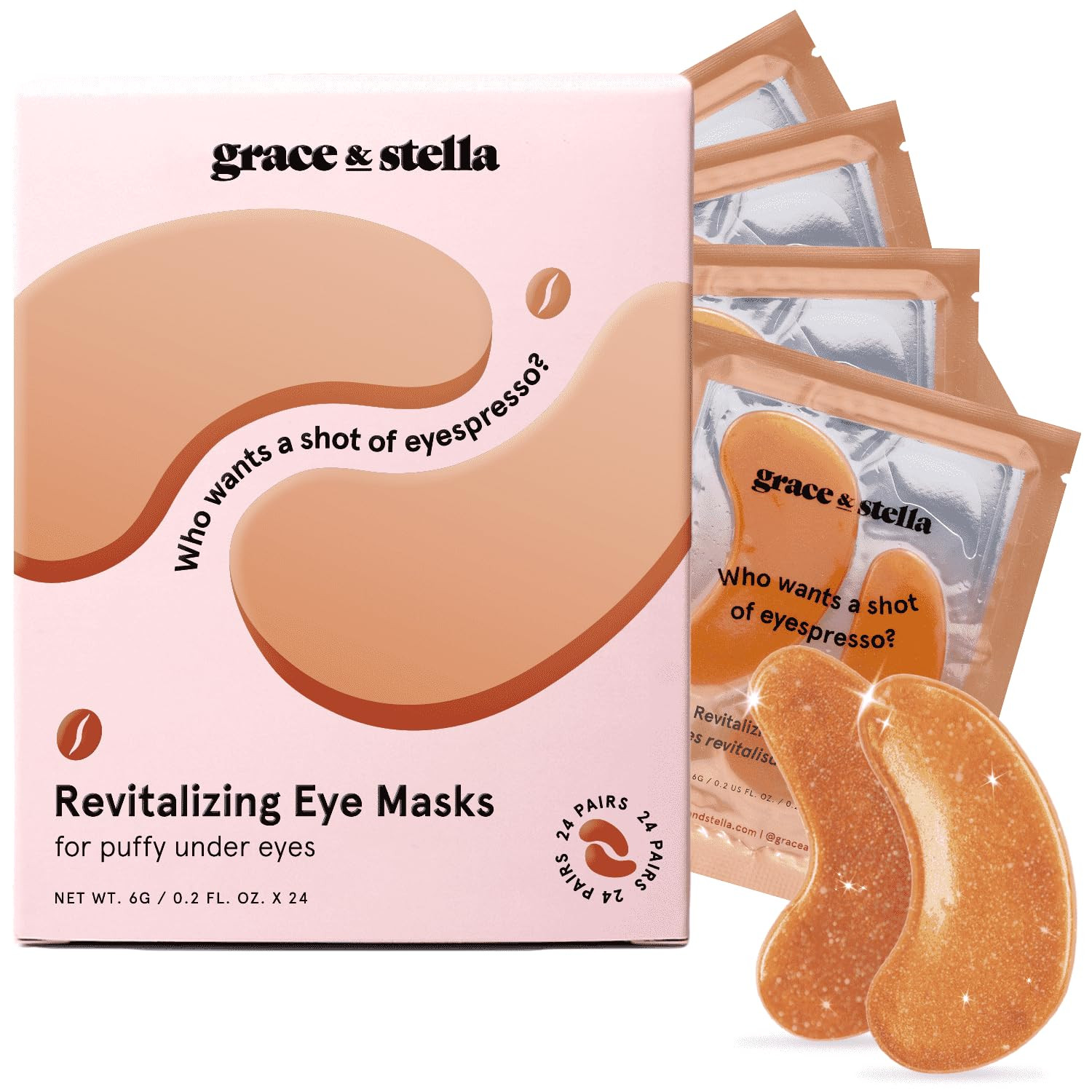 grace & stella Caffeine Under Eye Patches - Awakening Eye Patches for Puffy Eyes and Dark Circles... | Amazon (US)