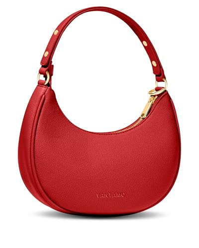 Vantamo Crescent Bags For Women with RFID Protection, Half Moon Clutch Purses for Women with Anti-Theft Clip for Extra Safety, Premium Smooth PU Leather Handbags for Work & Going Out, Red Purse | Amazon (US)
