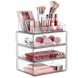 Sindcom 4 Tier Clear Makeup Organizer with Drawer, Plastic Cosmetic Storage, Beauty Holder | Walmart (US)
