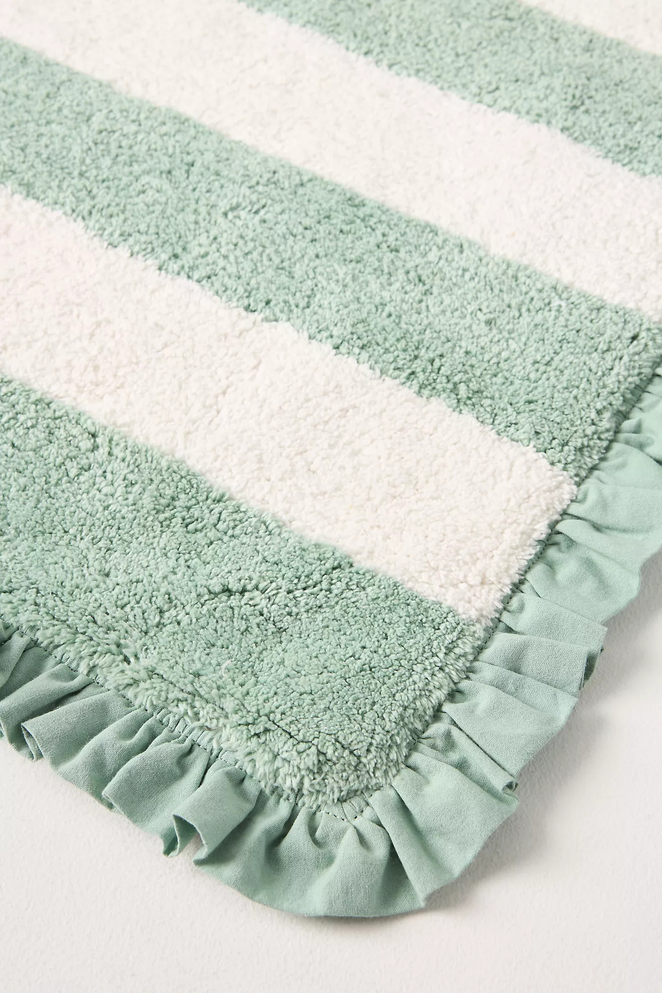 Maeve Ruffled Stripe Tufted Bath Mat | Anthropologie (US)