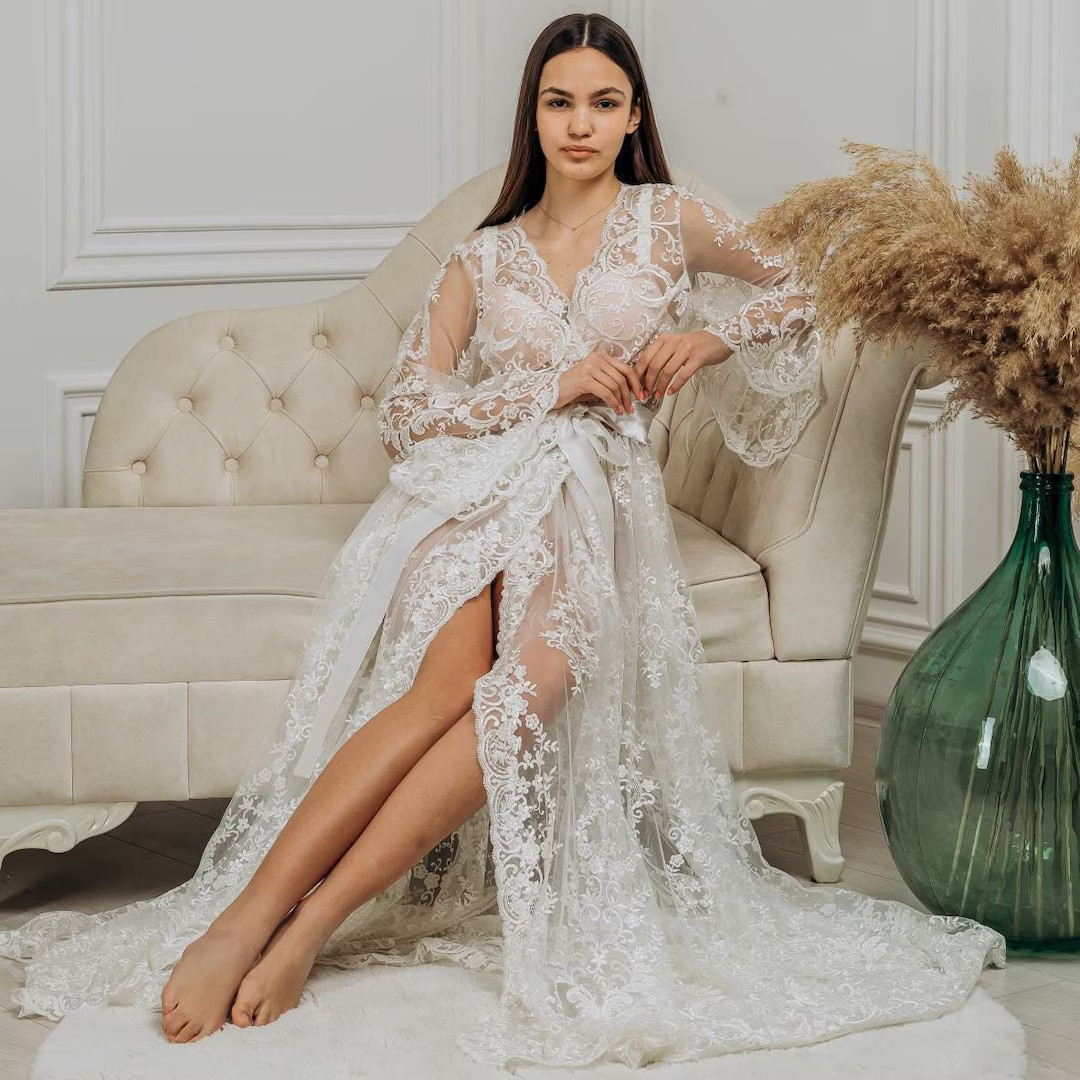 Lace Bridal Robe / Bridesmaid Robes / Robe / Bridal Robe / Bride Robe / Bridal Party Robes - Etsy... | Etsy (US)