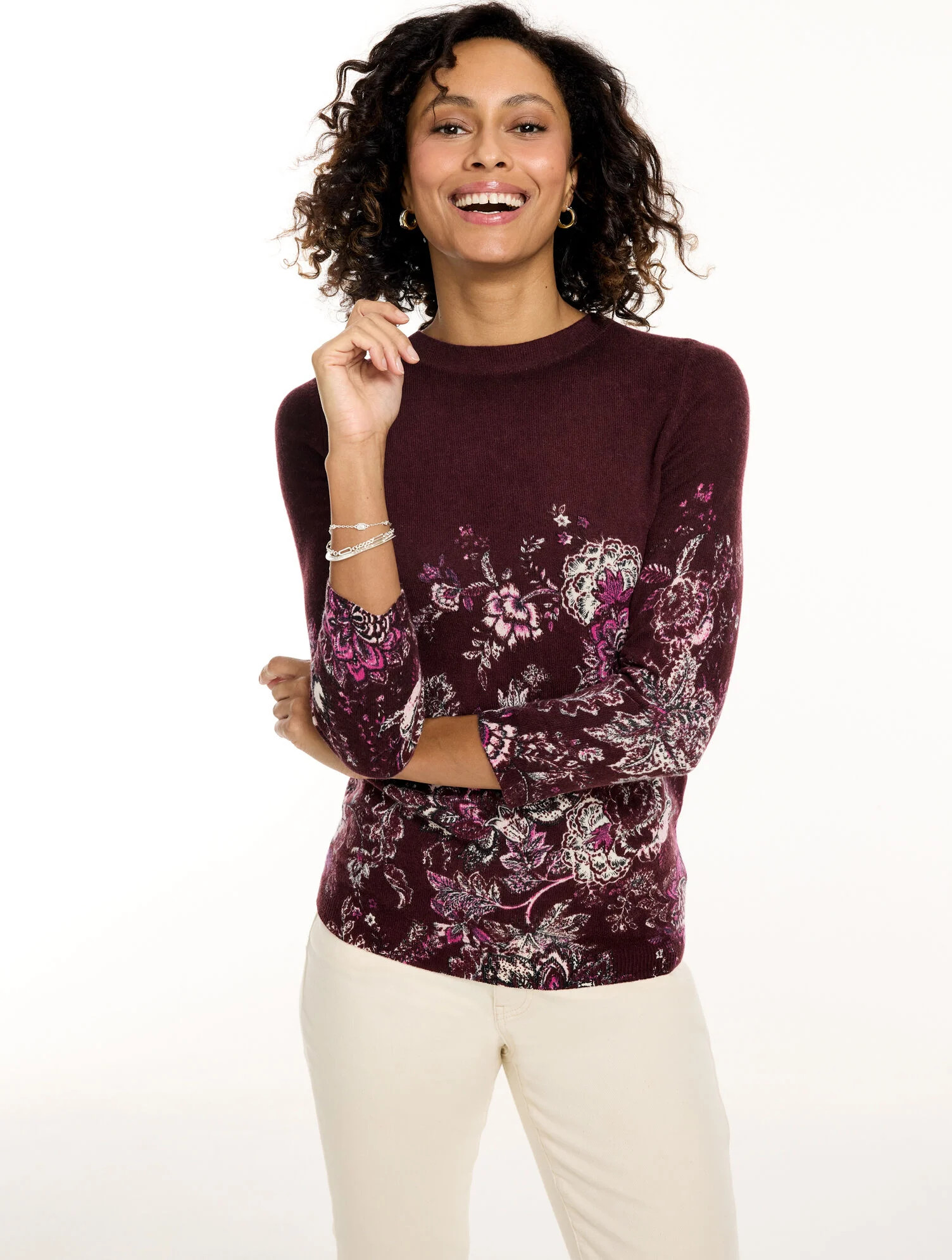 Audrey Cashmere Sweater - Fresco Floral | Talbots