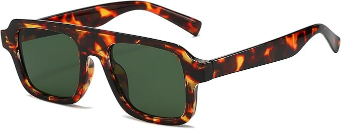 Retro Square Sunglasses for Women Men Trendy Thick Frame Square Aviator Sun Glasses 70s Vintage S... | Amazon (US)