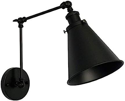 Industrial Black Wall Sconce Swing Arm Angle Adjustable Swing Arm Vintage Wall Mount Light Sconce... | Amazon (US)