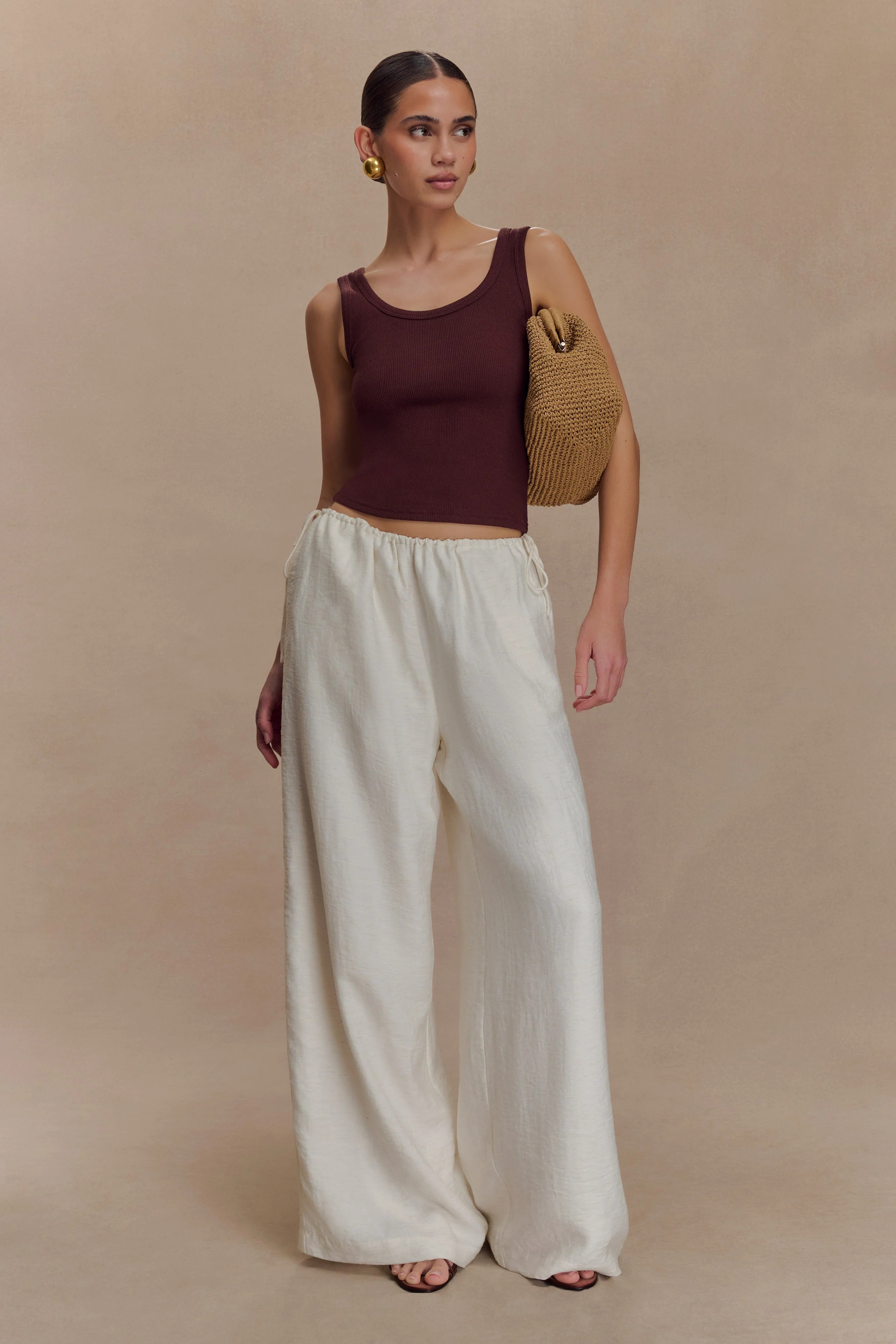 Callum Drawstring Straight Leg Pants - White | MESHKI US