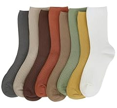 ACCFOD Womens Cute Crew Socks Casual Athletic Aesthetic Socks Neutral Cotton Socks for Women Gran... | Amazon (US)