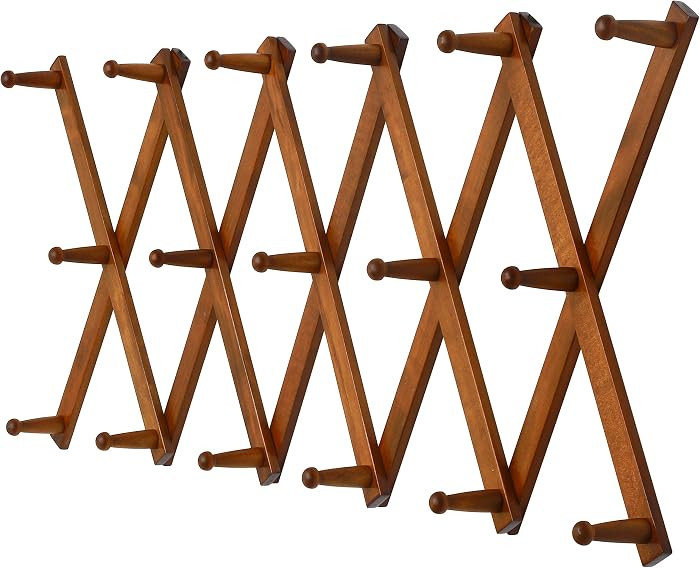 Accordian Wall Hanger: 16\u201d High Wooden Wall Expandable Coat Rack, Hat Rack Holder, Accordion... | Amazon (US)