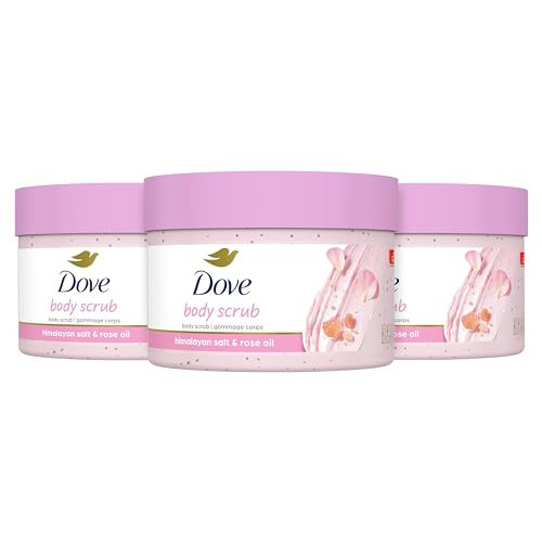 Dove Body Scrub Himalayan Salt & Rose Oil 3 Count for Visibly Silky-Smooth, Nourished Skin, with ¼ Moisturizing Cream, 10.5 oz | Amazon (US)
