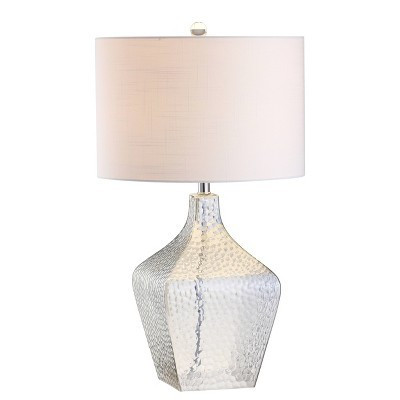 JONATHAN Y 26" Glass Jane Table Lamp (Includes LED Light Bulb) Clear : Modern Linen Shade, UL Listed | Target