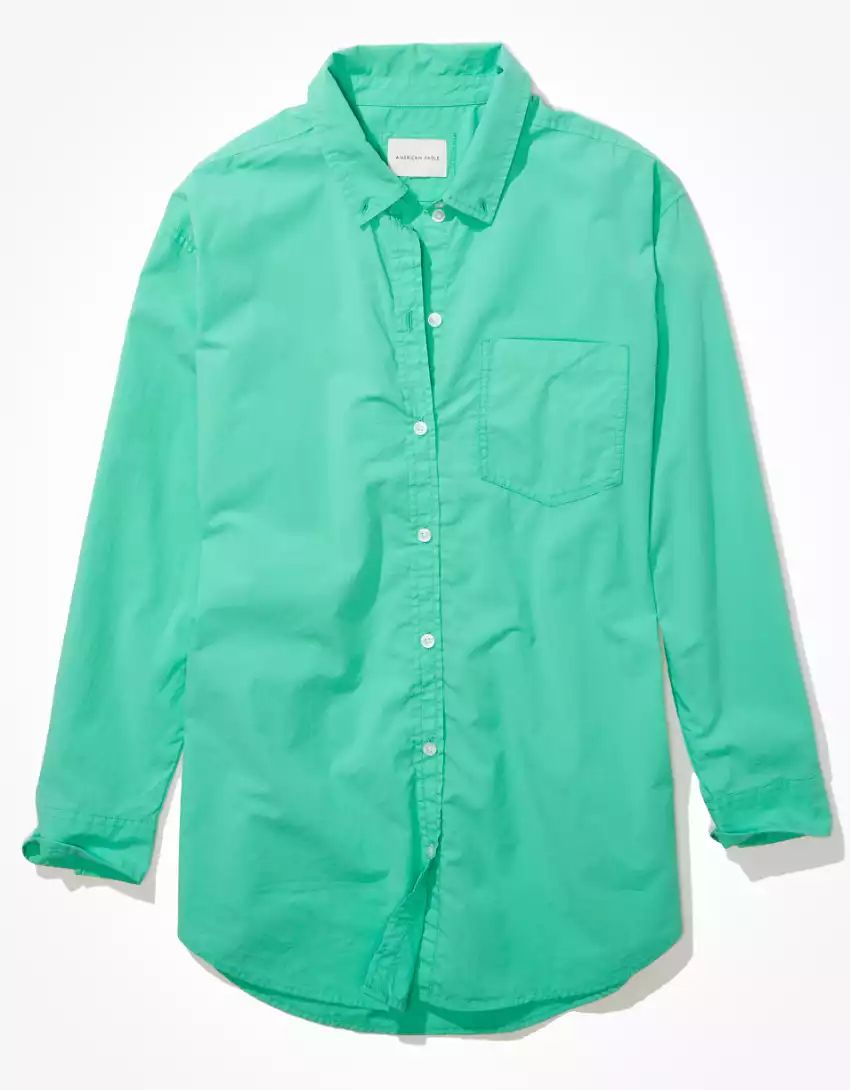 AE Oversized Oxford Button-Up Shirt | American Eagle Outfitters (US & CA)