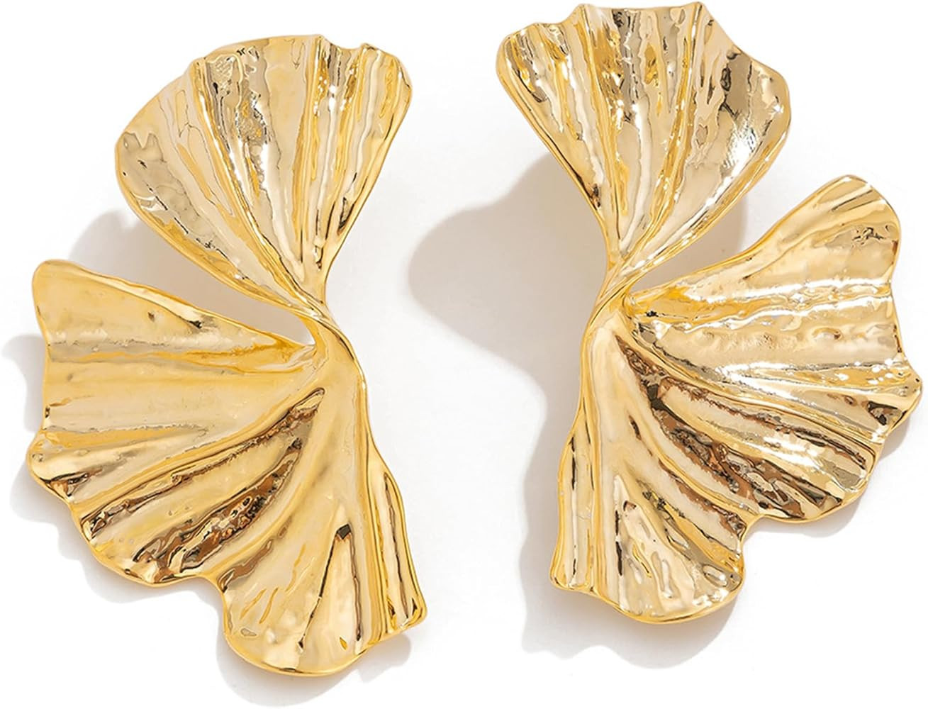 Irregular Petal Earrings For Women,Gold Statement Earring Vintage Exaggerated Leaf/Flower/Sectore... | Amazon (US)