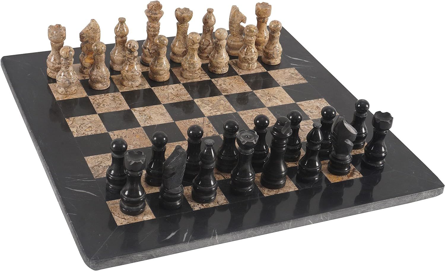 RADICALn 15 Inches Large Handmade Black and Fossil Coral Weighted Marble Full Chess Game Set Stau... | Amazon (US)