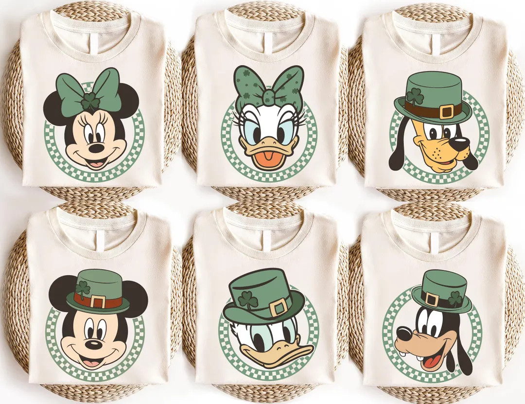 Disney St Patrick's Day Checkered Shirt, St. Patrick's Disney Characters Tee, Disney Irish Day Sw... | Etsy (US)