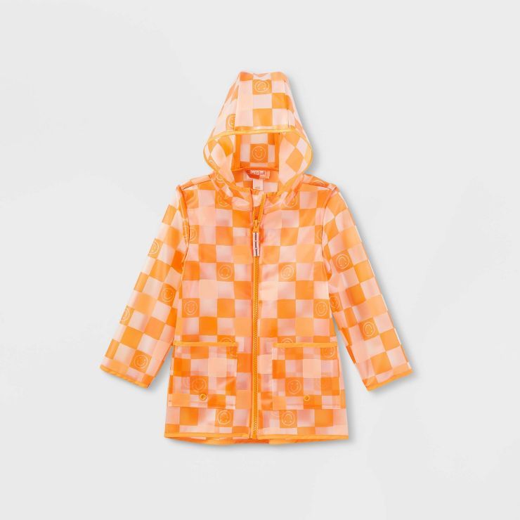 Toddler Gingham Checkered Unlined Rain Coat - Cat & Jack™ Orange | Target