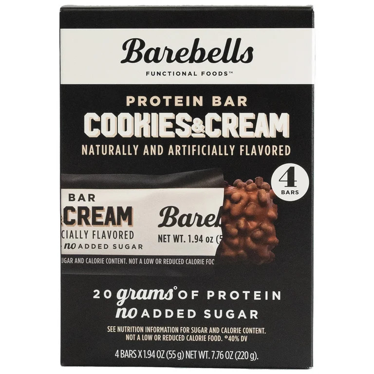 Barebells Protein Bars with 20g High Protein, 1.9oz Bars, Cookies & Cream - 4 Count | Walmart (US)