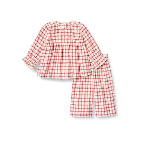 Amazon Essentials x Sofia Grainge Baby Girls' Long Sleeve Flannel Set, Ivory Raspberry Red Windowpane, 18 Months | Amazon (US)