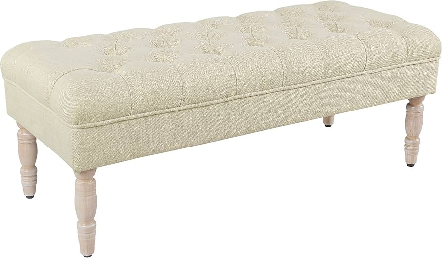 HomePop Tufted Decorative Bench, Cream Woven | Amazon (US)