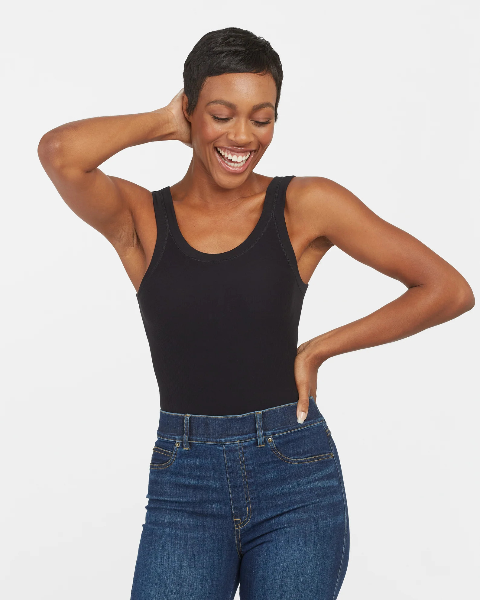 EcoCare Ribbed Seamless Tank Thong Bodysuit | Spanx