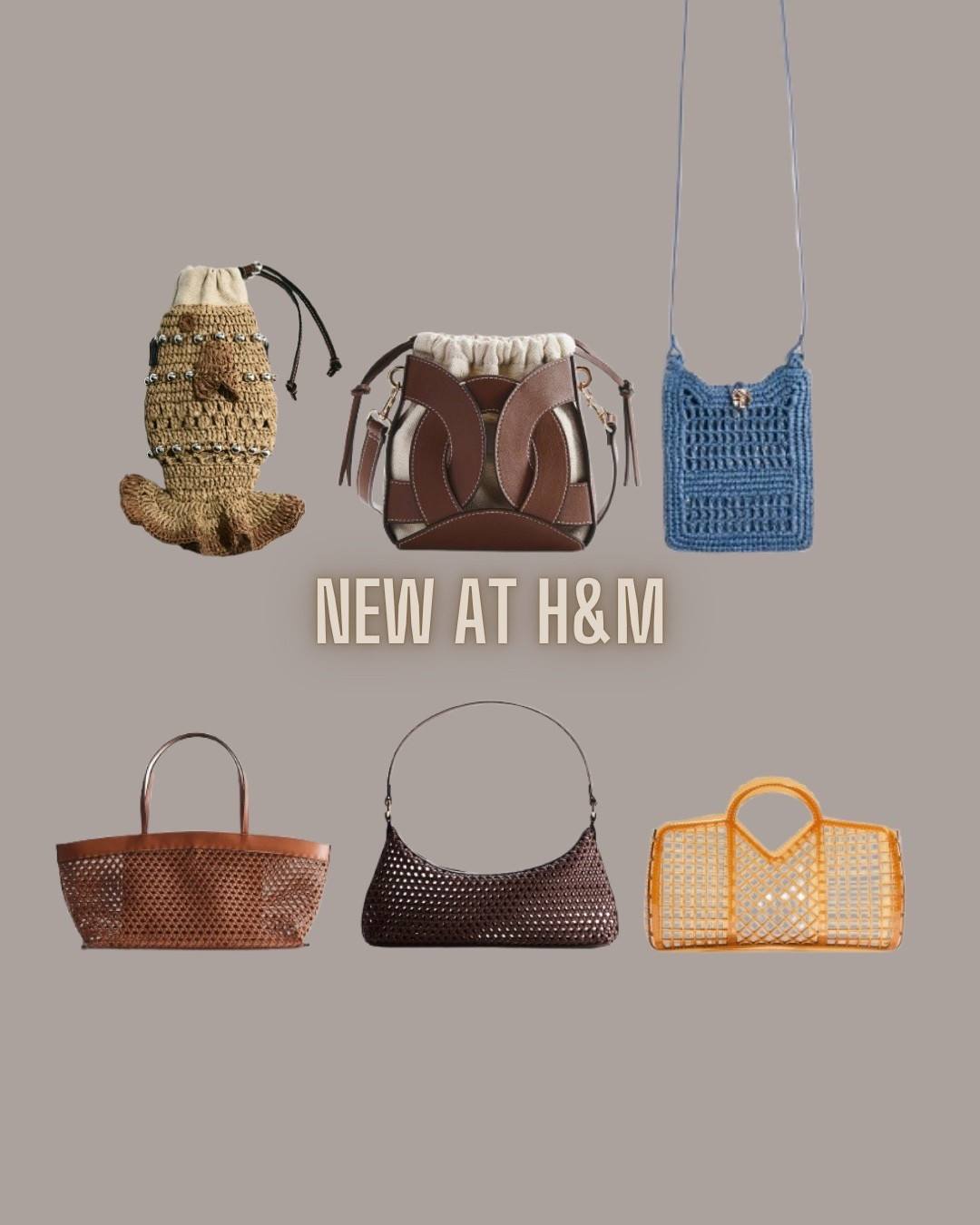 H&M fashion
Summer accessories
Jelly tote
 Bucket bag
