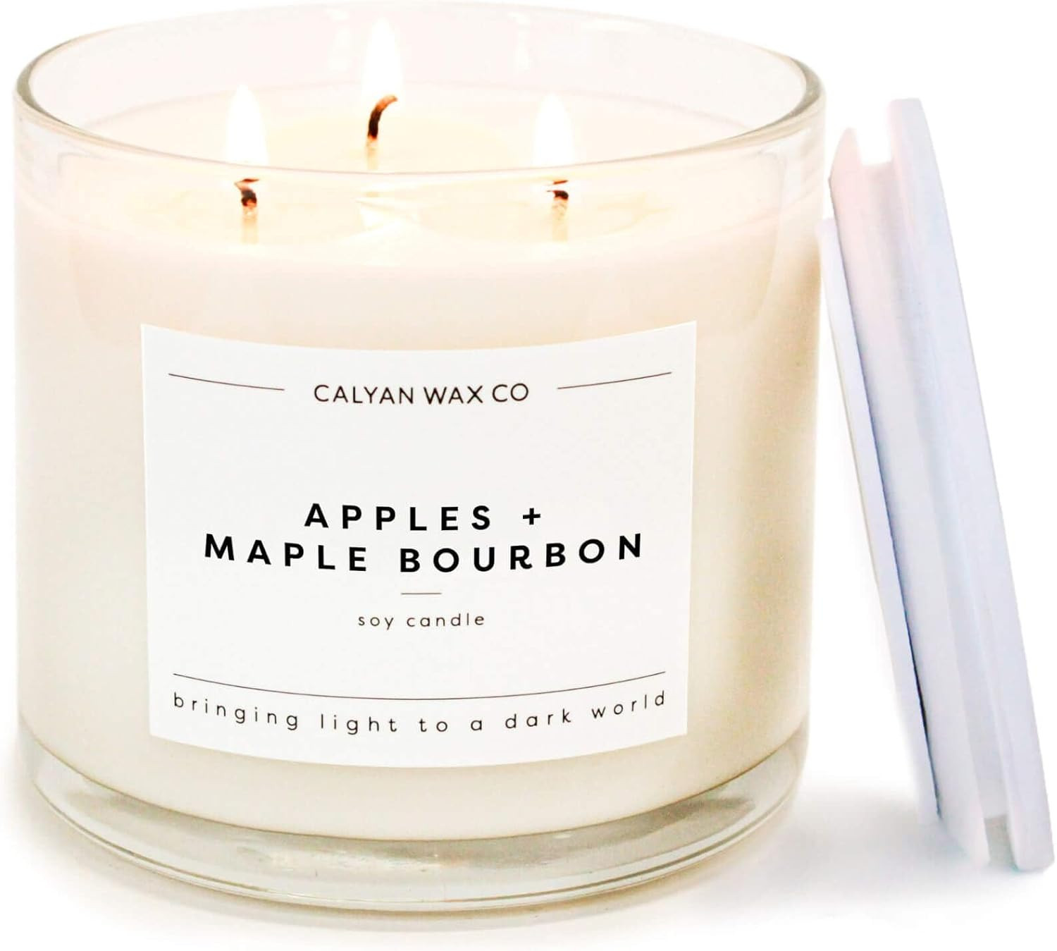 Calyan Wax Co. 3 Wick Candle, Apples + Maple Bourbon Scented Candle, 43 Hour Burn Time, 3 Wick So... | Amazon (US)