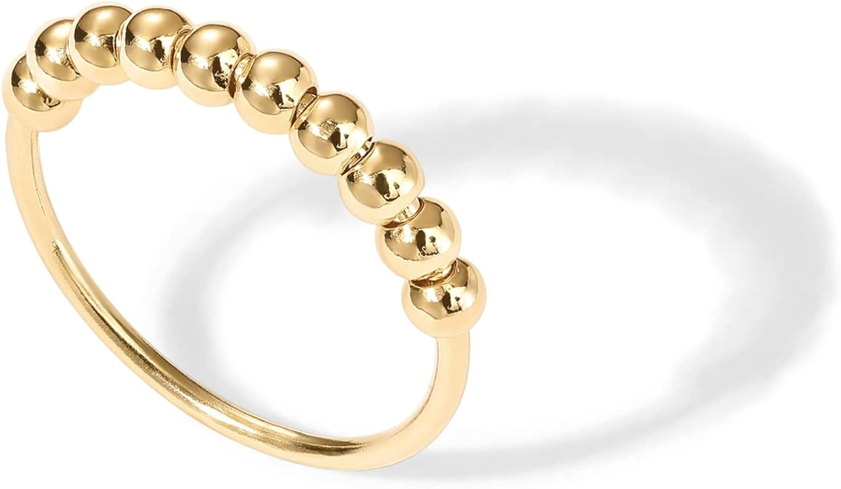 PAVOI 14K Gold Plated Spinner Anxiety Rings for Women Men - Anxiety Bands with Beads - Moon Star,... | Amazon (US)