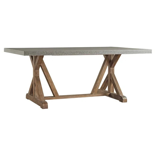 Weston Home Rectangular Concrete Top Dining Table, Brown and Concrete | Walmart (US)