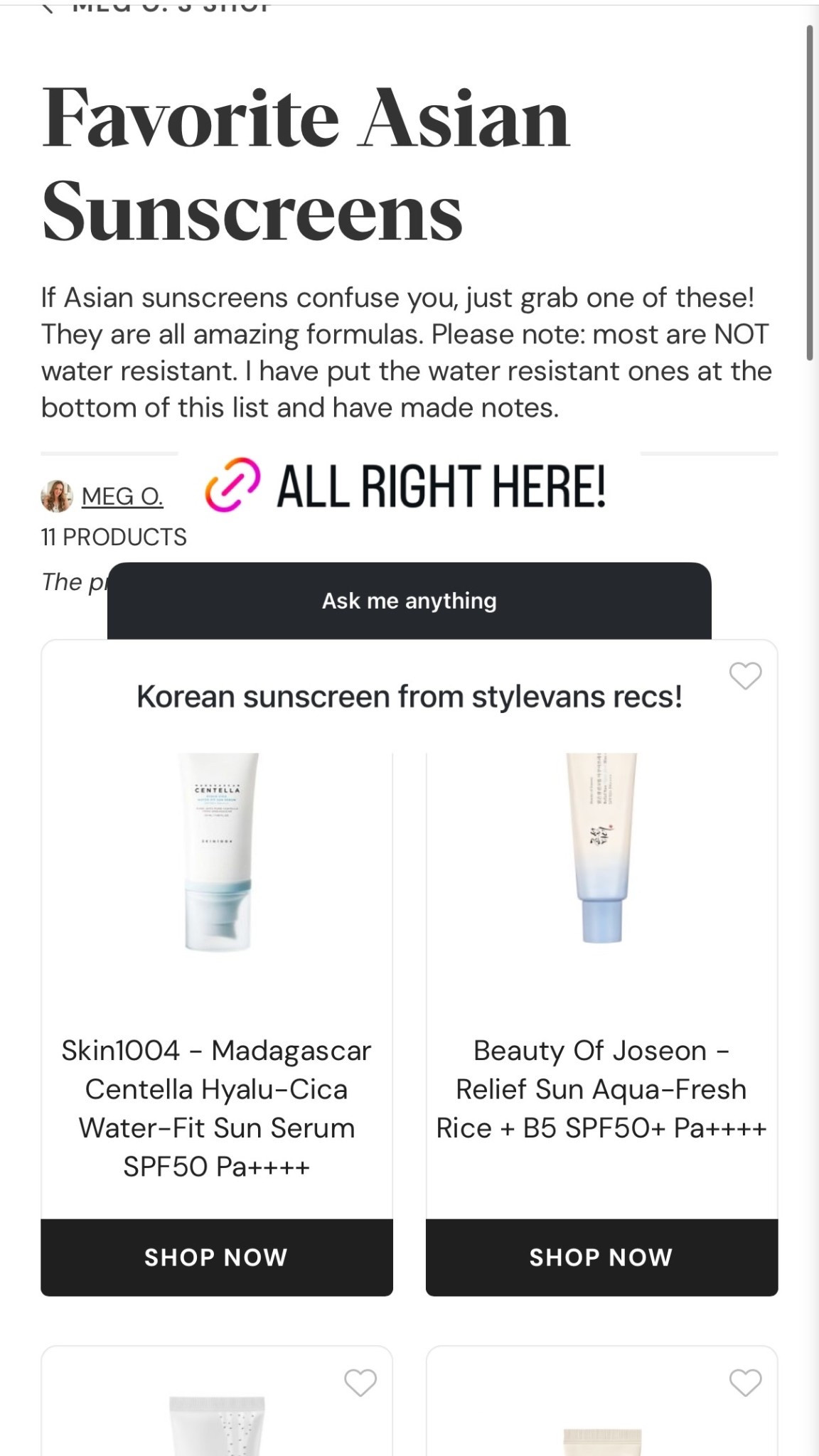 All of my favorite Korean and Japanese sunscreens 

#LTKOver40 #LTKBeauty