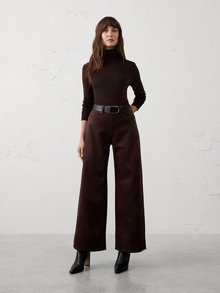 Vegan Suede Wide-Leg High-Rise Pant | Banana Republic Factory
