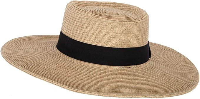 Women's Paper Braid Large Brim Gambler Style Dressy Sun Hat | Amazon (US)