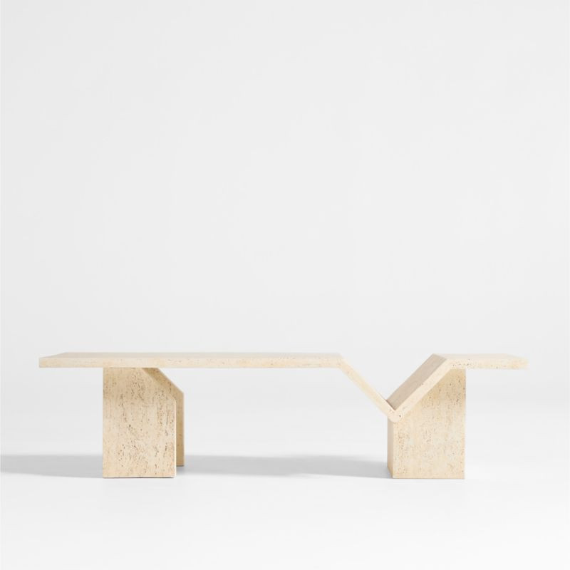 Hollywood Hills Faux Travertine Resin 60" Rectangular Coffee Table with Shelf by Brigette Romanek... | Crate & Barrel