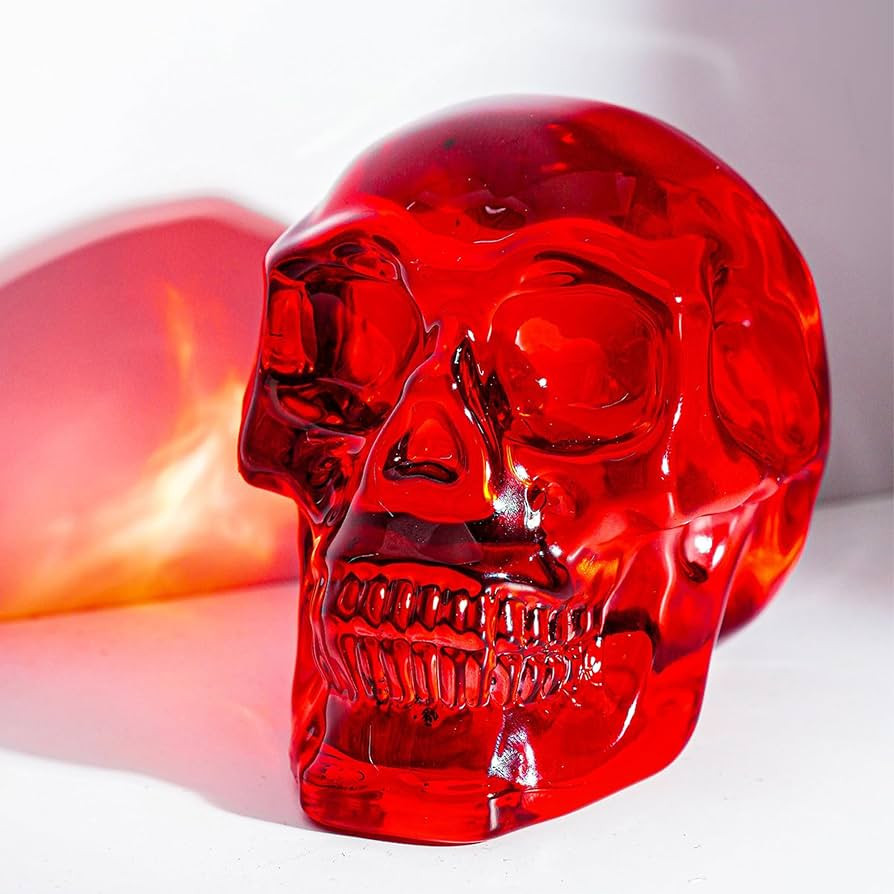 3in Red Crystal Skull Statues for Halloween Ornament Glass Skull Head Gifts for Day of The Dead D... | Amazon (US)