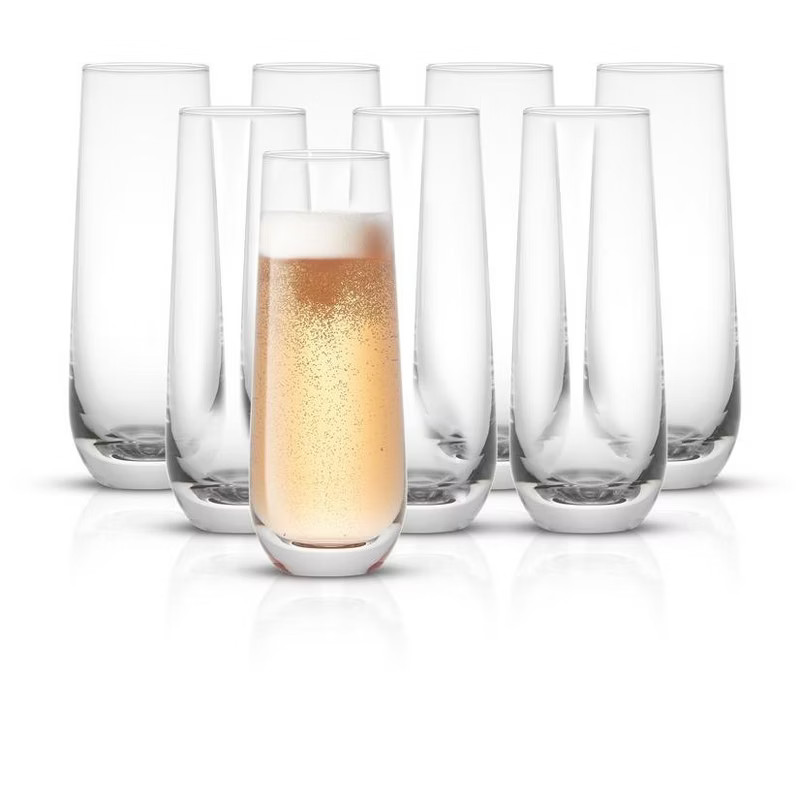 JoyJolt Milo Stemless Champagne Flutes Crystal Glasses - Set of 8 Glasses - 9.4oz | Target