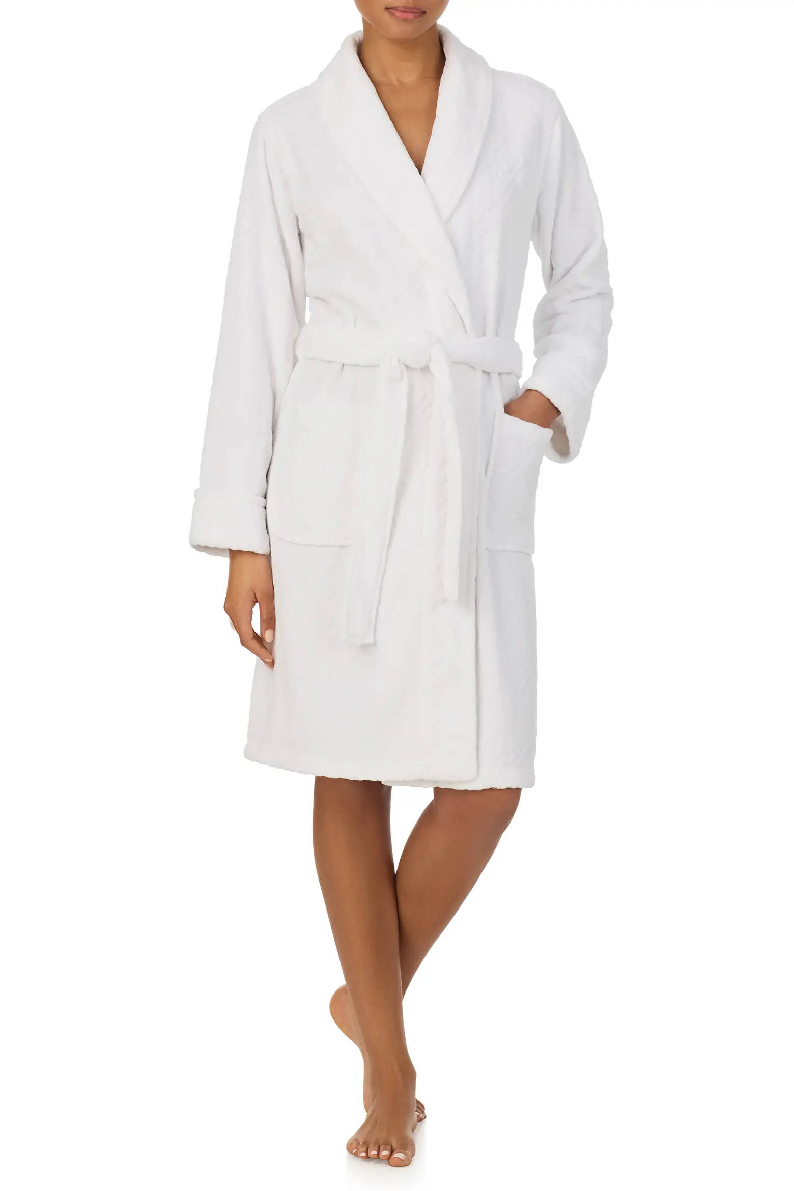 Lauren Ralph Lauren Embroidered Monogram Jacquard Fleece Robe (Women) | Nordstrom | Nordstrom