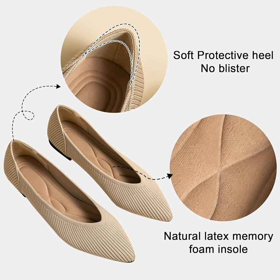 Women's Flats Shoes Pointed Toe Knit Ballet Comfortable Dressy Slip On Flat | Amazon (US)