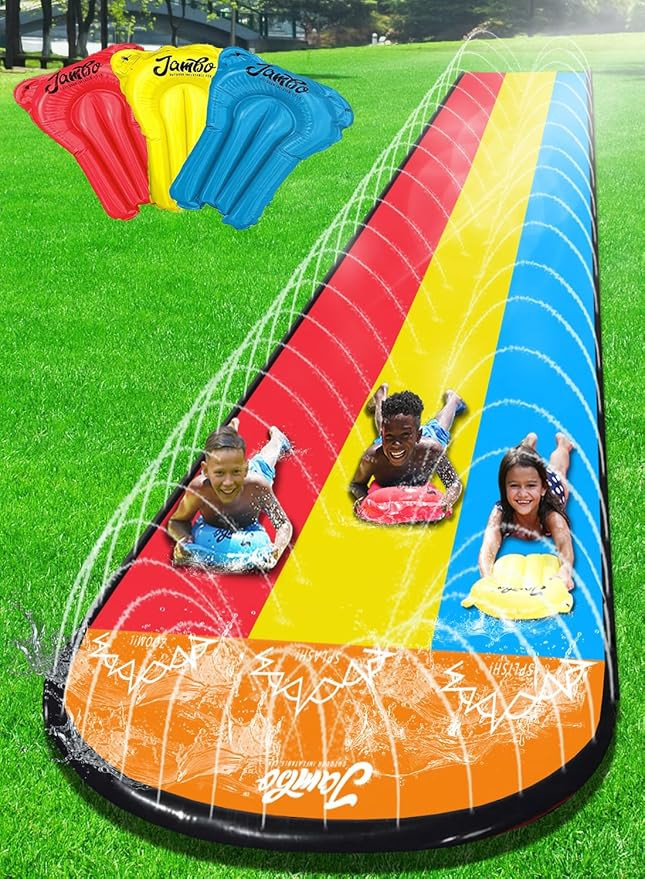 Jambo XL Premium Slip Splash and Slide with 3 Bodyboards, Heavy Duty Water Slide with Advanced 3-... | Amazon (US)