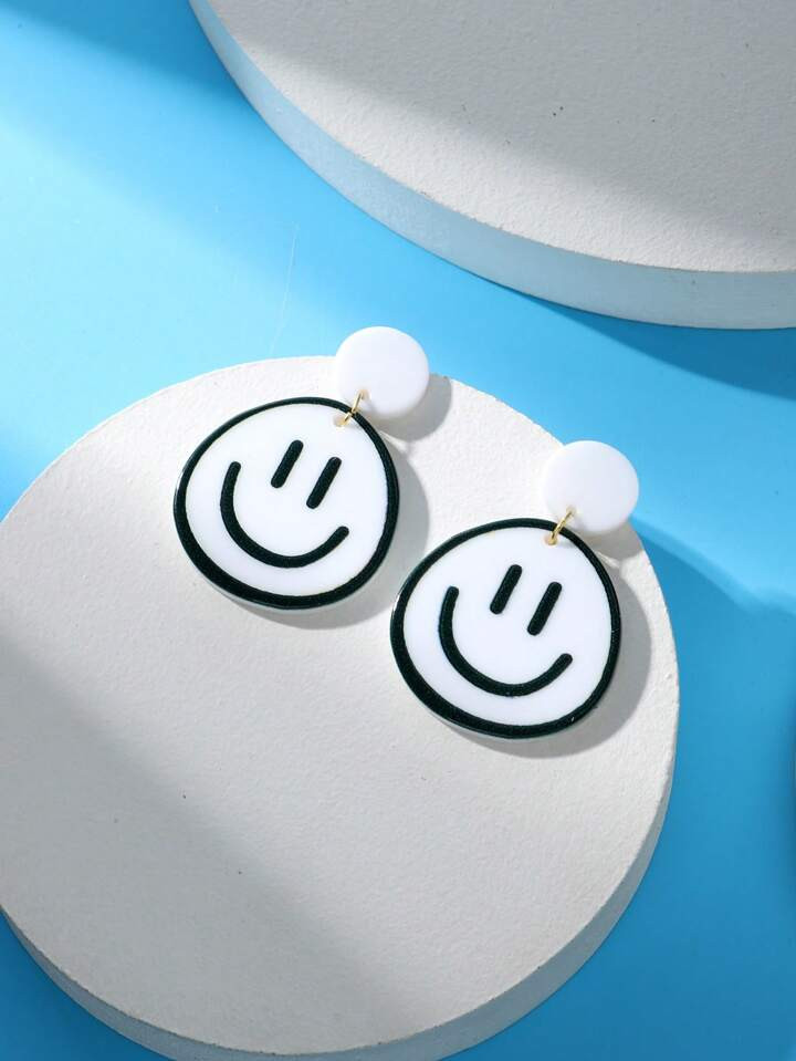 1pair Colorful Happy Face Drop Earrings For Women, Perfect For Vacation, Dating, Party, Birthday ... | SHEIN