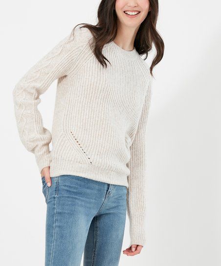 Joules Oat Loretta Cable-Knit Crewneck Sweater - Women | Zulily