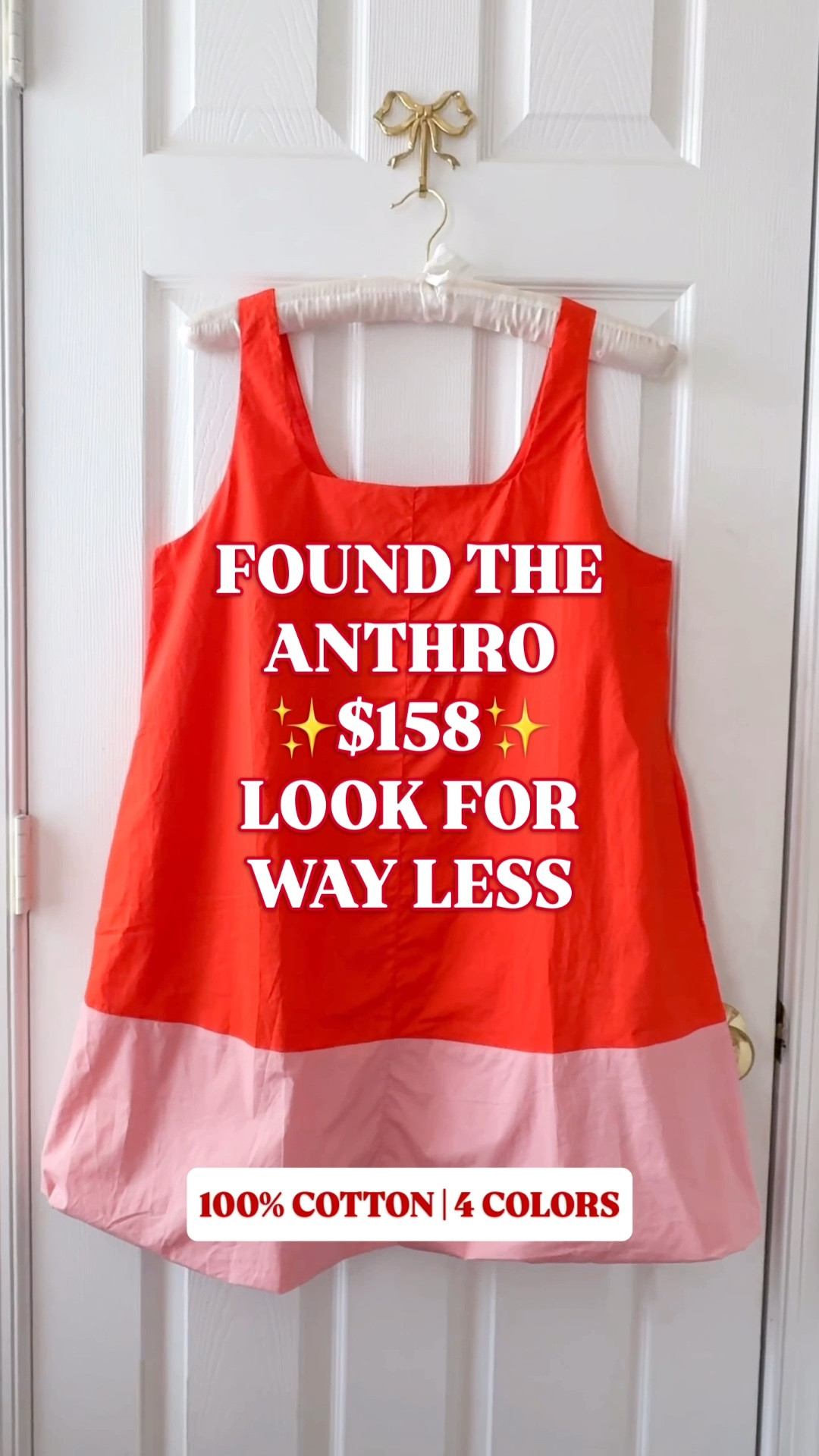 Anthropologie bubble dress look for less | Anthro inspired dress | Amazon summer dress | cotton mini dress | bubble hem dress

Anthro’s $158 bubble dress look just showed up on Amazon for way less.

The red and pink colorblock makes the Anthro comparison immediate: square neckline, wide straps, A-line mini silhouette, voluminous bubble hem, pockets, and that playful summer dress proportion Anthropologie does so well.

100% cotton. Machine washable. Available in 4 colors.

The bubble hem gives the dress that sculptural, designer looking finish. The red and pink version reads bold, feminine, vacation-ready, and very easy to style with raffia sandals, gold hoops, pearl studs, flat slides, white sandals, a woven clutch, or a denim jacket.

A standout look for less for beach vacations, resort lunches, poolside plans, girls trips, summer date nights, casual brunch, cruise outfits, Fourth of July weekend, birthday dinners, patio drinks, beach town shopping, and warm weather weekends.

Anthropologie bubble dress look for less, Anthro bubble dress look for less, Anthro dress dupe, Anthropologie inspired dress, Anthro style dress, Amazon bubble dress, Amazon summer dress, Amazon dress find, bubble hem dress, bubble hem mini dress, colorblock mini dress, red and pink dress, cotton mini dress, 100 cotton dress, dress with pockets, square neck dress, wide strap dress, vacation dress, resort dress, beach vacation outfit, summer date night dress, casual brunch dress, Fourth of July dress, cruise outfit, playful summer dress, preppy summer dress, feminine summer outfit, designer look for less

#LTKFindsUnder50 #AnthroStyle #Anthropologie #WeddingGuestDress #SummerDresses #SummerOutfits #AmazonFashionFinds #PreppyStyle #LookForLess

#LTKSeasonal #LTKWedding #LTKPetite