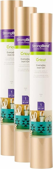 Cricut Everyday Iron On, Gold, 3-Pack of 2ft Rolls (12"x24") Heat Transfer Vinyl for Shirts, Hats... | Amazon (US)