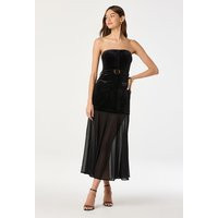 ASTR the Label | Strapless Contrast Belted Midi Dress in Black | Size M | ASTR The Label (US)