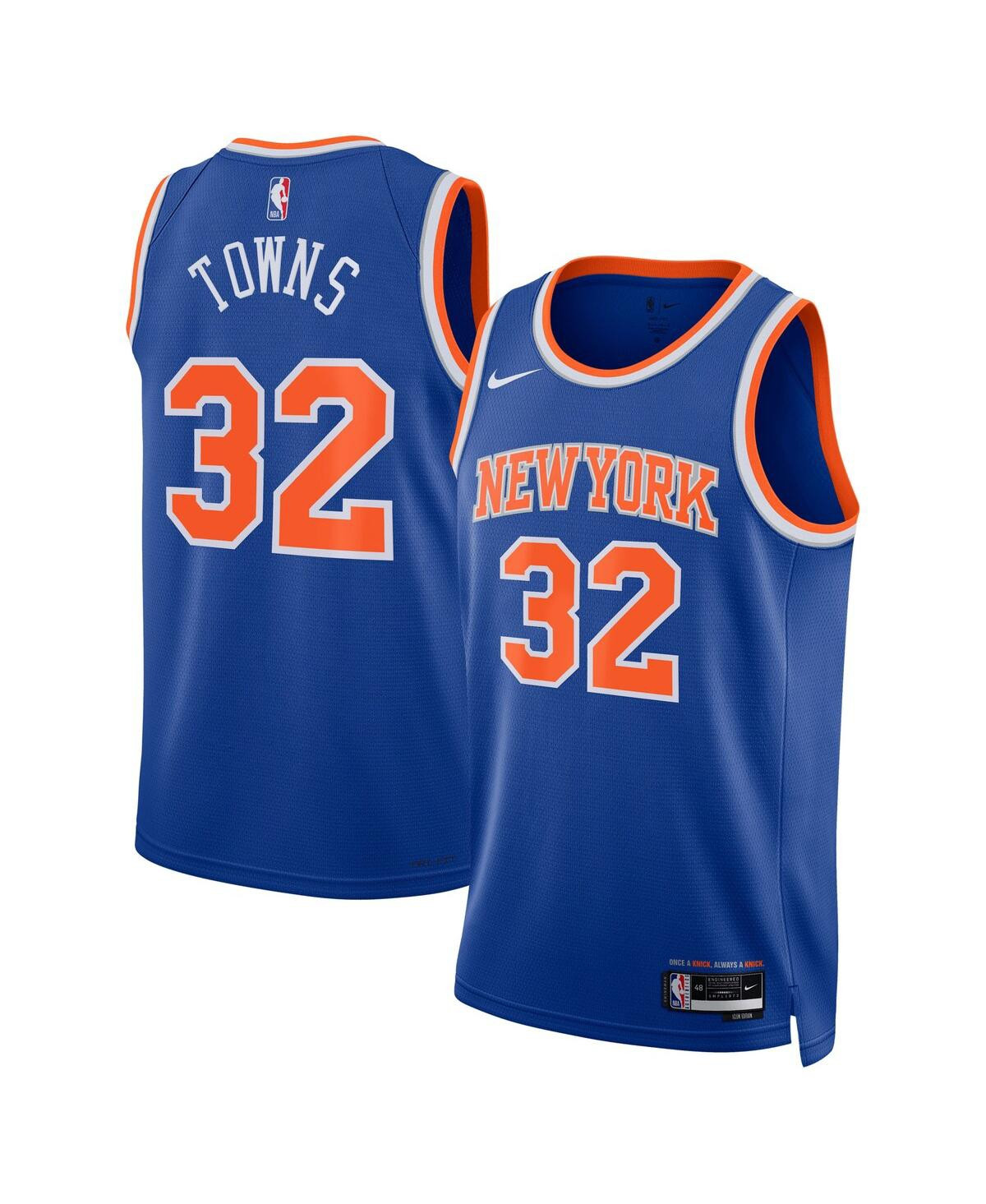 Nike Men's and Women's Karl-Anthony Towns Blue New York Knicks Swingman Icon Edition Jersey - Blue | Macy's