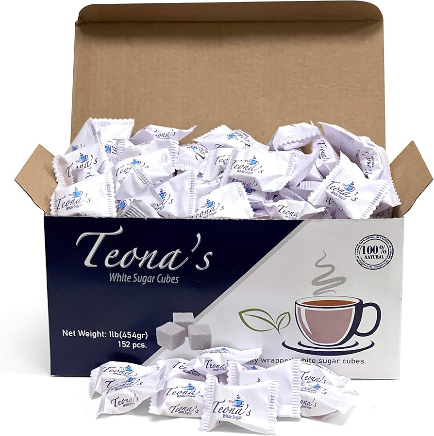 Teona’s 152 White Sugar Cubes - Individually Wrapped 1 LB Box | 100% Beet Root - Perfect Size f... | Amazon (US)