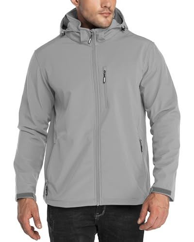 Outdoor Ventures Men's Lightweight Softshell Jacket Fleece Lined Hooded Water Resistant Winter Hiking Windbreaker Jackets | Amazon (US)