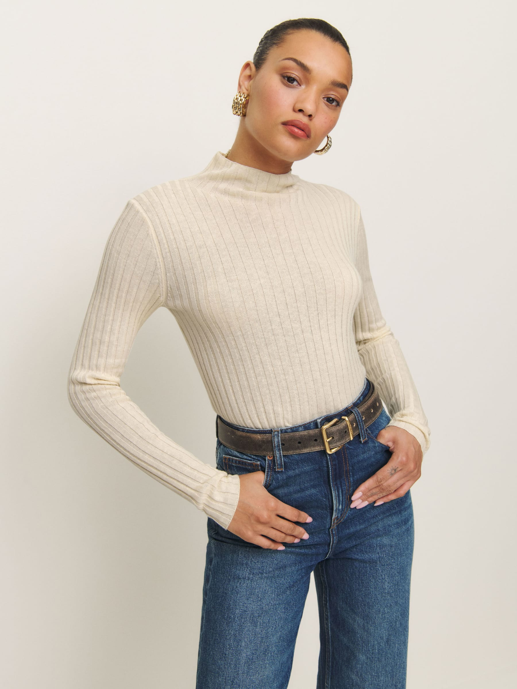 Cori Ribbed Turtleneck Sweater | Reformation (Global)