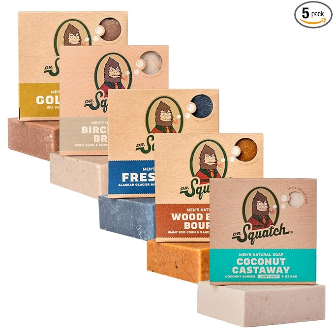 Dr. Squatch Natural Bar Soap for Men - Cold Process Soap with No Harsh Chemicals - Coconut Castaw... | Amazon (US)