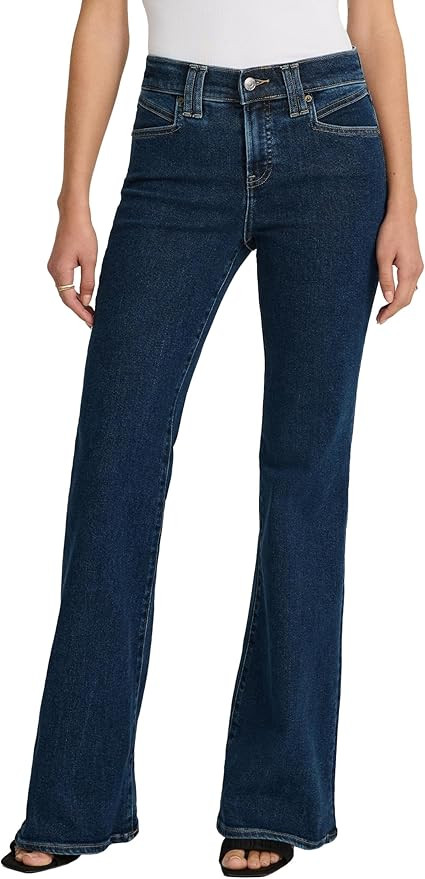 EXPRESS Women’s Hyper Sculpt ’70s Flare Jeans – Mid Rise Stretch Denim, Body-Contouring –... | Amazon (US)