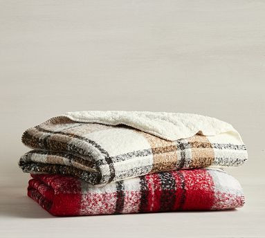 Lodge Plaid Sherpa Back Throws | Pottery Barn (US)